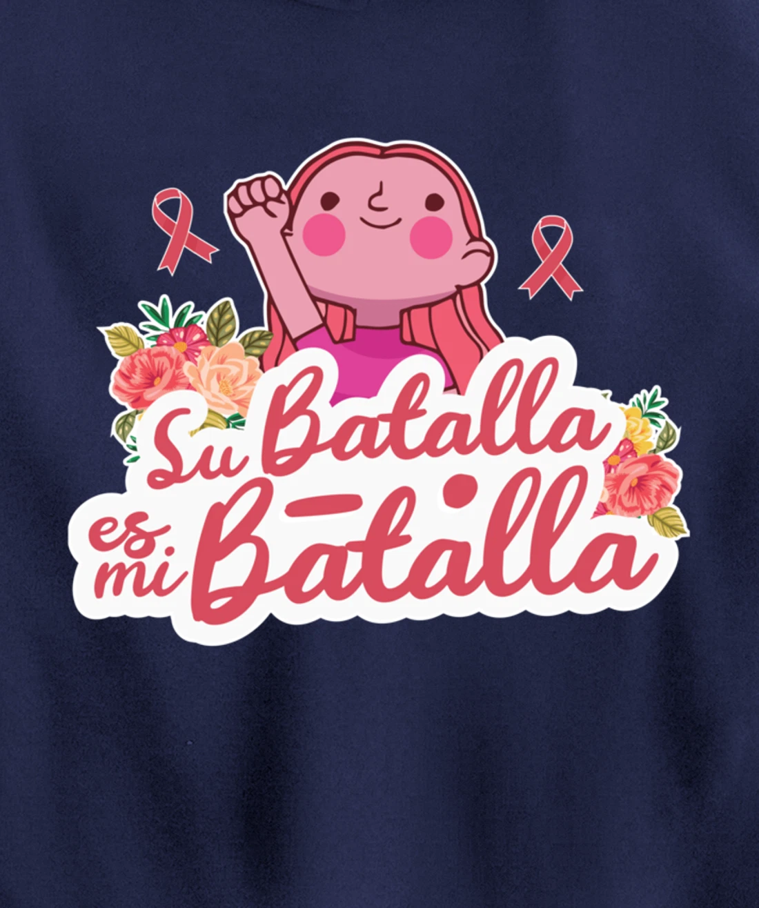 Cute We Wear Pink Spanish Breast Cancer Support Espanol Pullover Hoodie