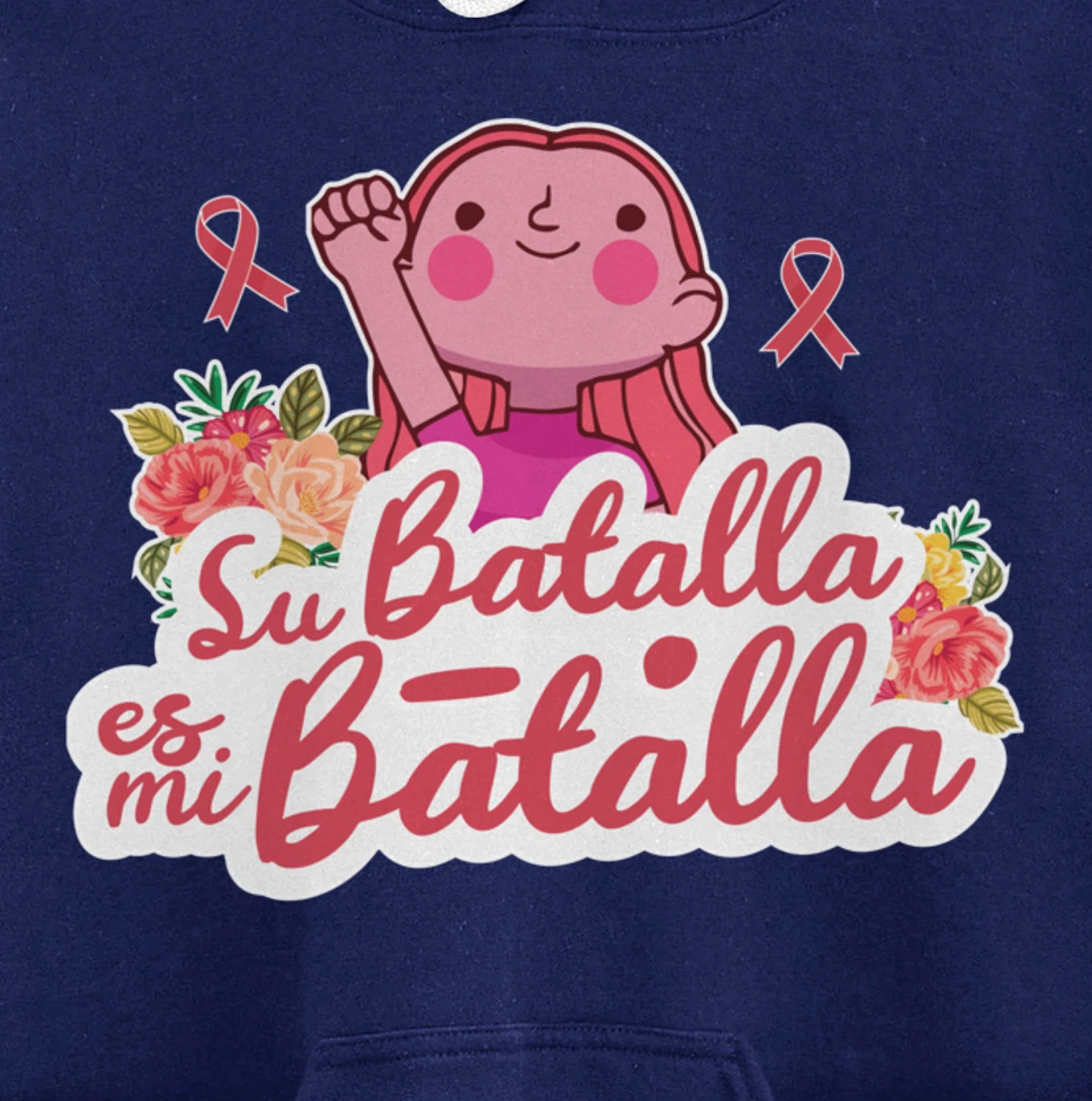 Cute We Wear Pink Spanish Breast Cancer Support Espanol Pullover Hoodie