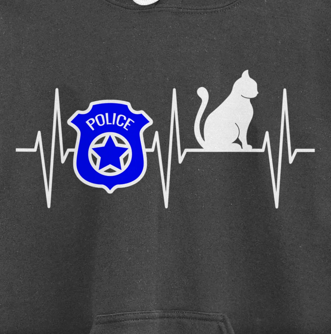 Police Shirt Cat Lover Police Officer Heartbeat Cop Cat Pullover Hoodie
