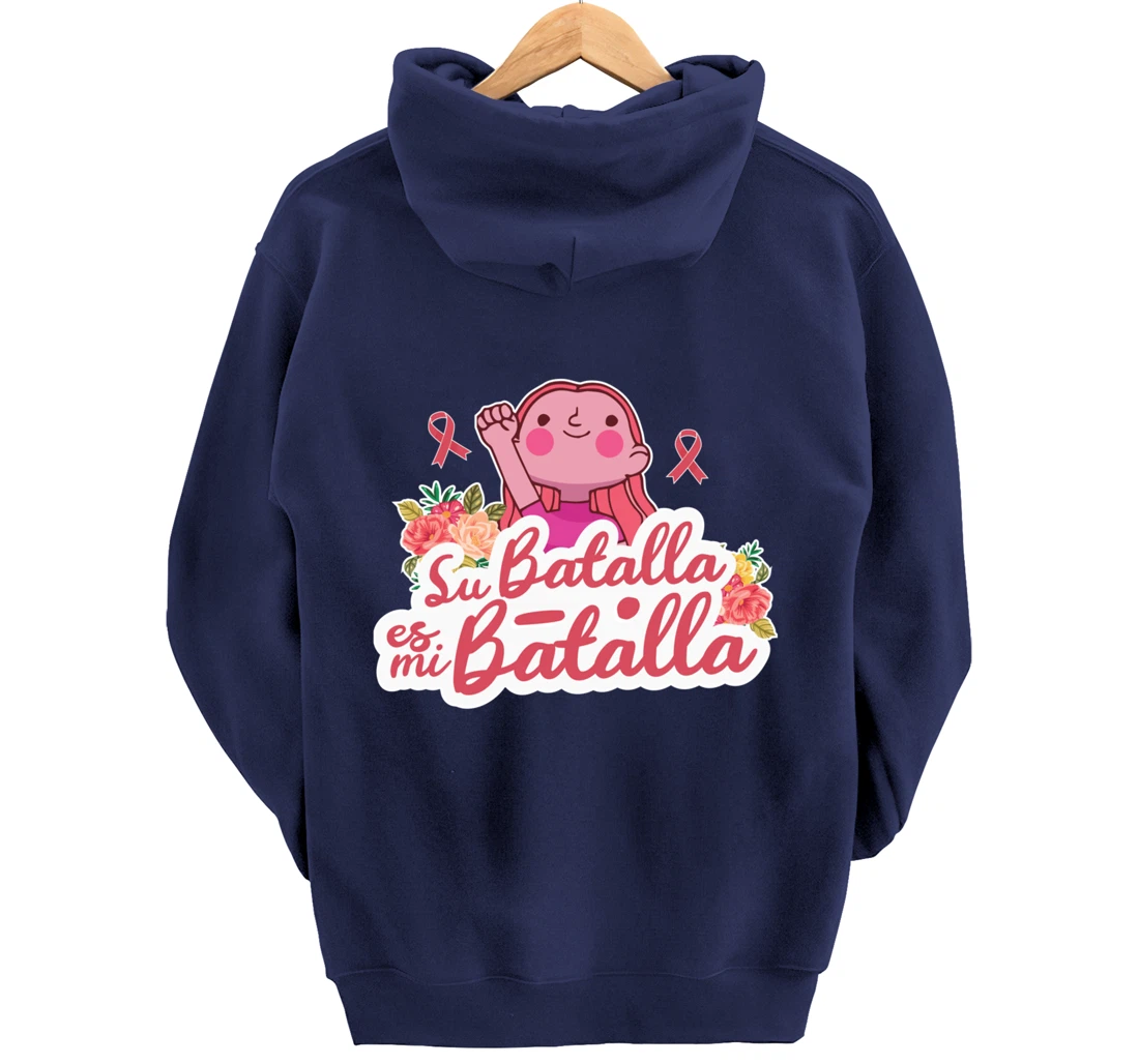 Cute We Wear Pink Spanish Breast Cancer Support Espanol Pullover Hoodie