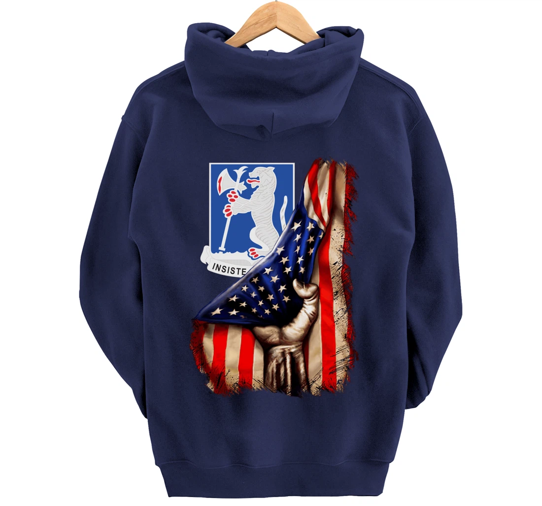 77th Armor Regiment - American Flag Pullover Hoodie