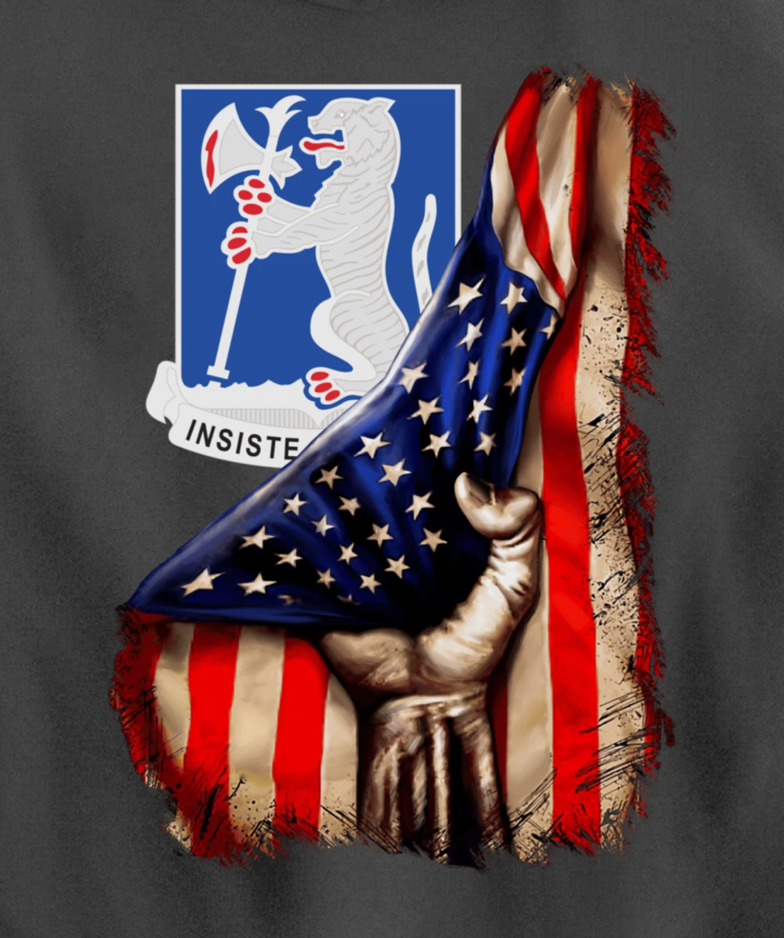 77th Armor Regiment - American Flag Pullover Hoodie