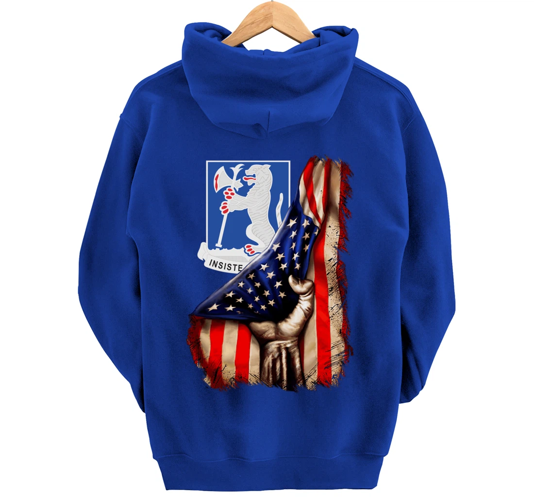 77th Armor Regiment - American Flag Pullover Hoodie