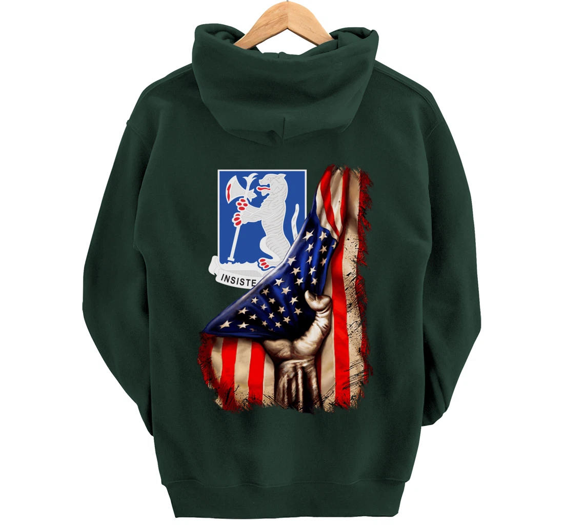 77th Armor Regiment - American Flag Pullover Hoodie