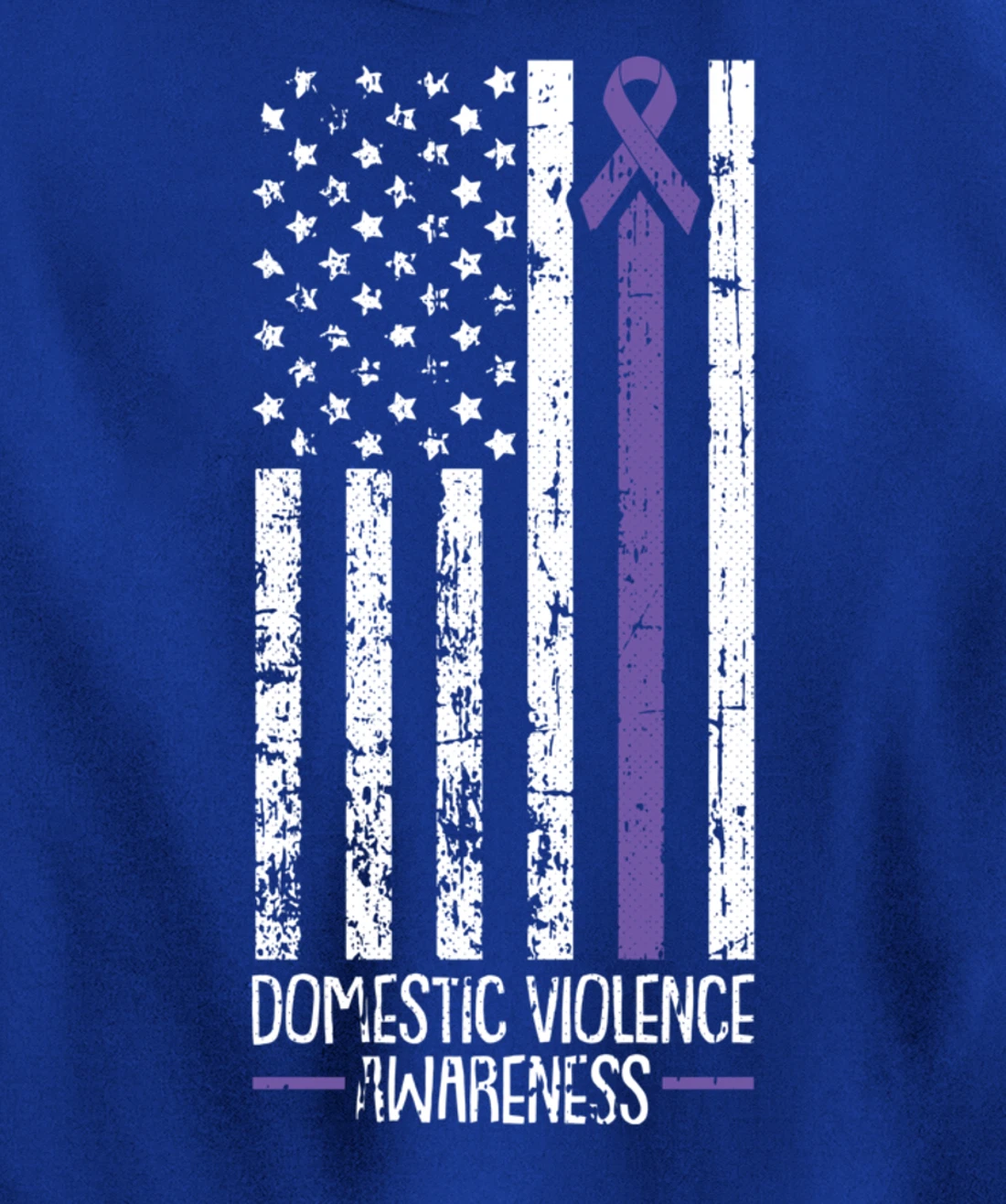 American Flag Domestic Violence Awareness Cool Purple Ribbon Pullover Hoodie