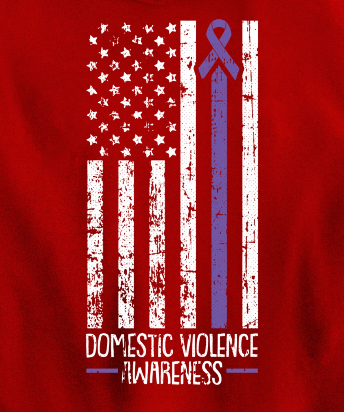 American Flag Domestic Violence Awareness Cool Purple Ribbon Pullover Hoodie