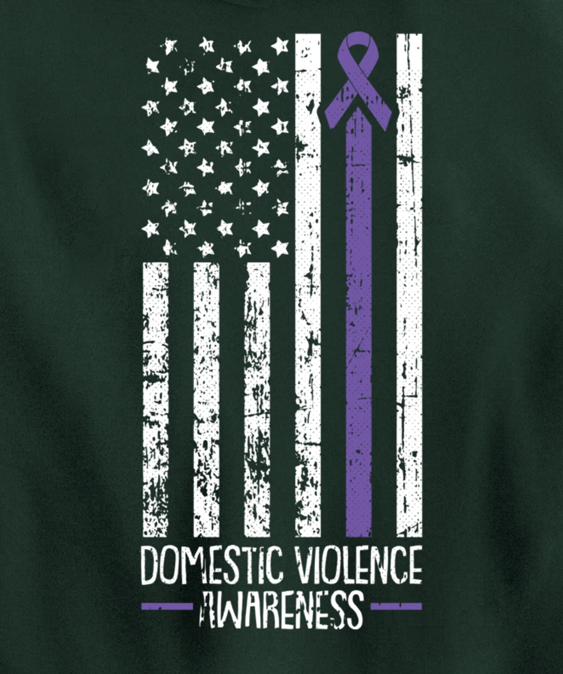 American Flag Domestic Violence Awareness Cool Purple Ribbon Pullover Hoodie
