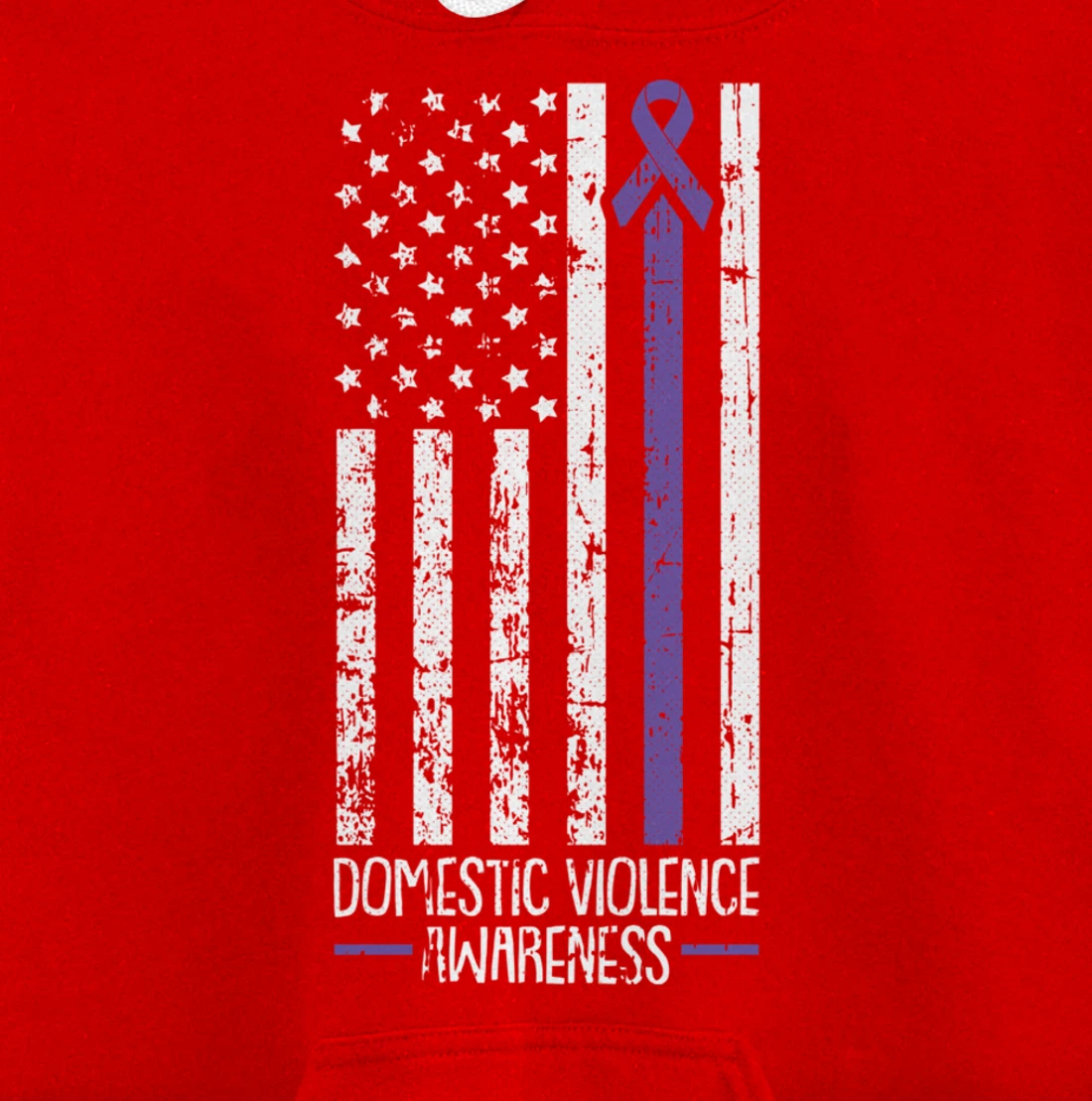 American Flag Domestic Violence Awareness Cool Purple Ribbon Pullover Hoodie