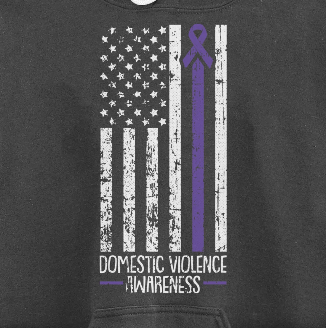 American Flag Domestic Violence Awareness Cool Purple Ribbon Pullover Hoodie