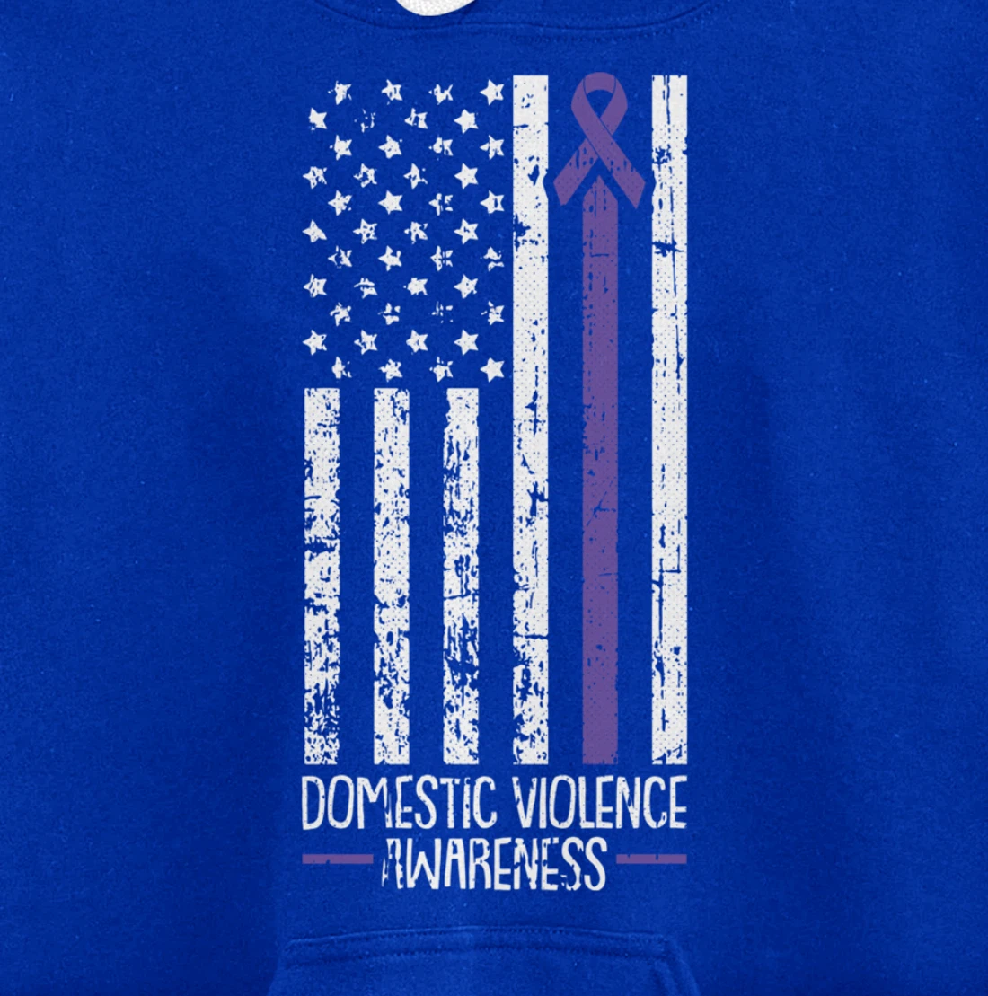 American Flag Domestic Violence Awareness Cool Purple Ribbon Pullover Hoodie