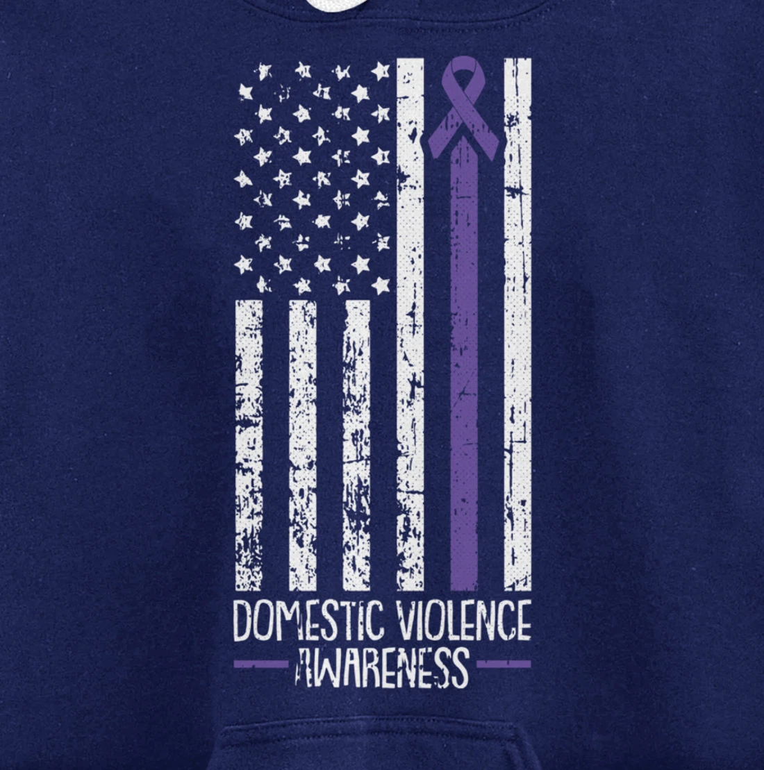 American Flag Domestic Violence Awareness Cool Purple Ribbon Pullover Hoodie