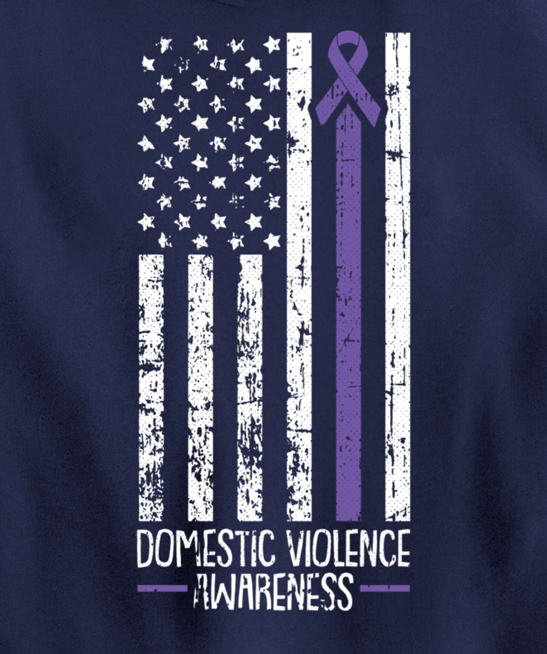 American Flag Domestic Violence Awareness Cool Purple Ribbon Pullover Hoodie