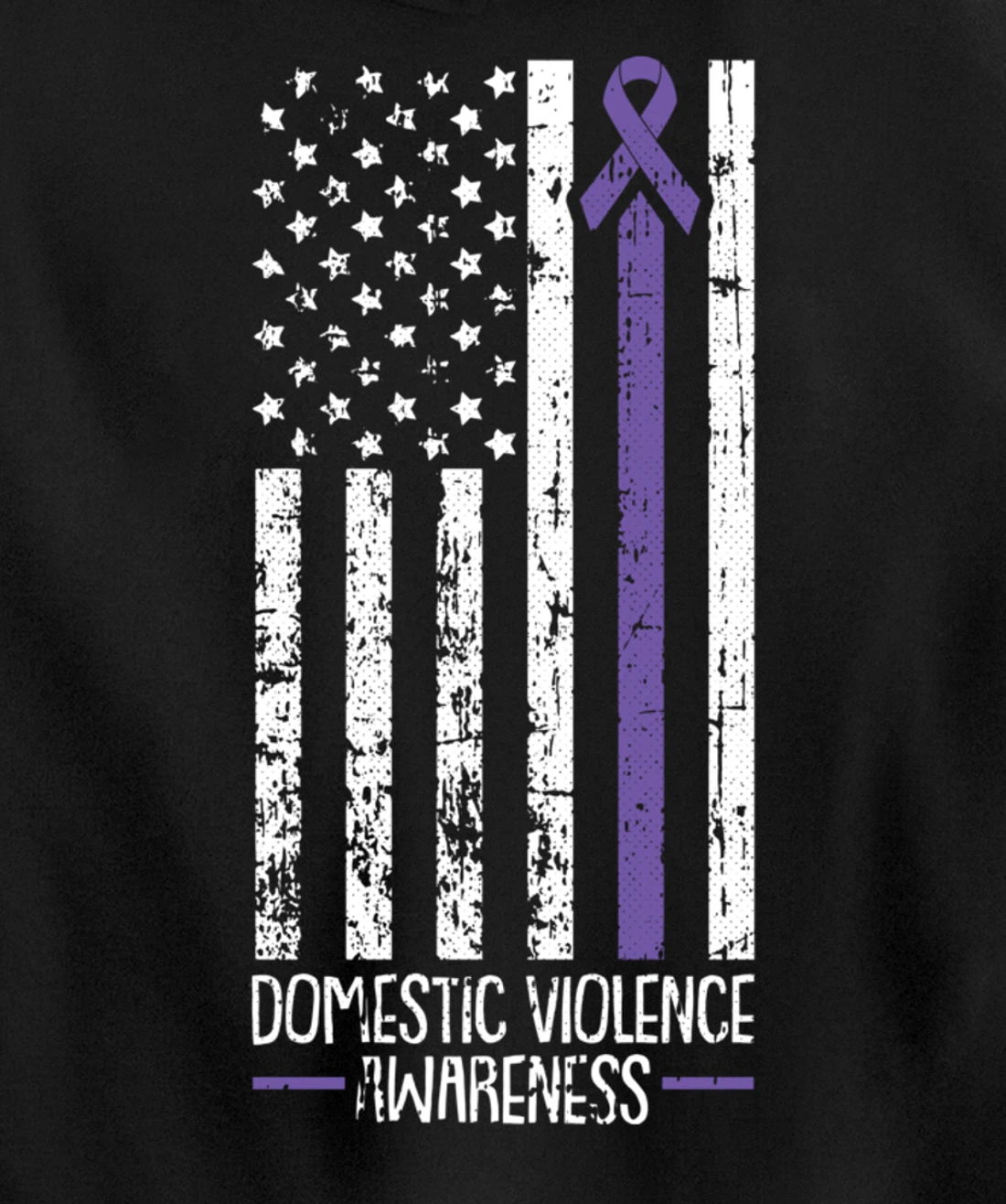 American Flag Domestic Violence Awareness Cool Purple Ribbon Pullover Hoodie