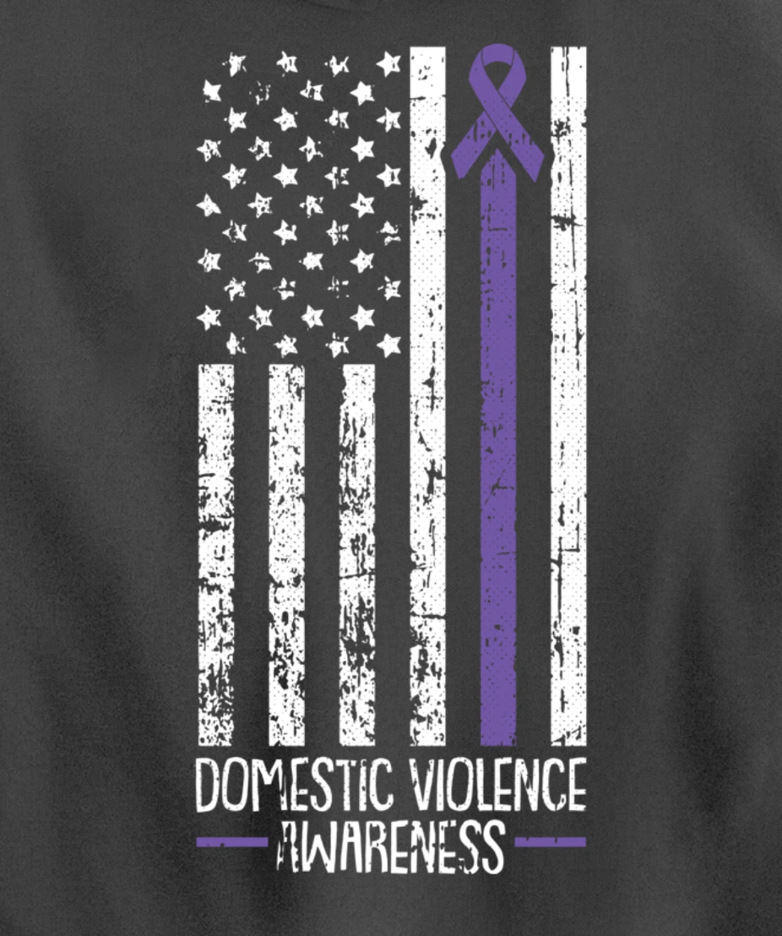 American Flag Domestic Violence Awareness Cool Purple Ribbon Pullover Hoodie
