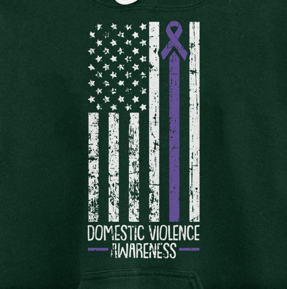 American Flag Domestic Violence Awareness Cool Purple Ribbon Pullover Hoodie