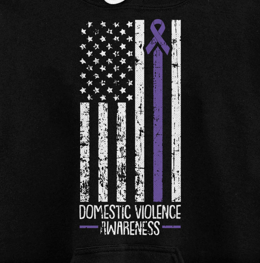 American Flag Domestic Violence Awareness Cool Purple Ribbon Pullover Hoodie