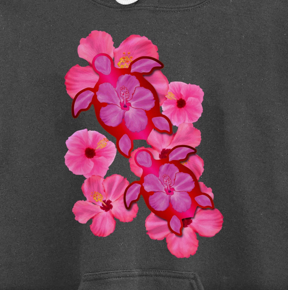Tropical Sea Turtle Hawaiian Honu Hibiscus Flowers Pullover Hoodie