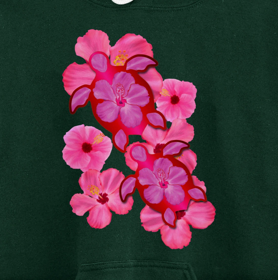 Tropical Sea Turtle Hawaiian Honu Hibiscus Flowers Pullover Hoodie