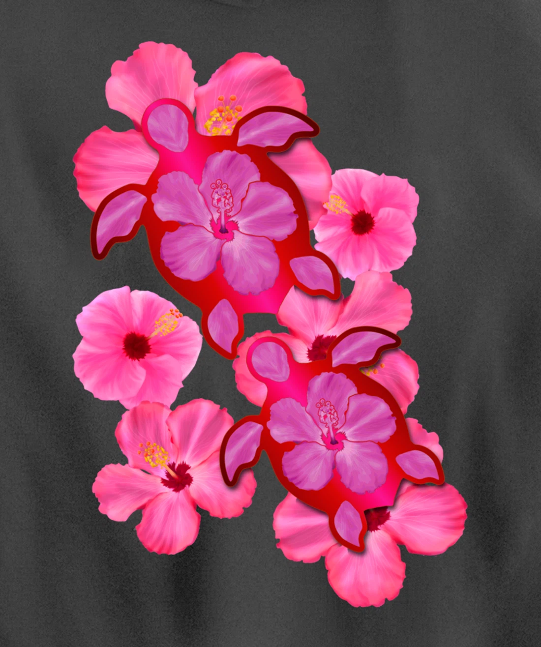 Tropical Sea Turtle Hawaiian Honu Hibiscus Flowers Pullover Hoodie