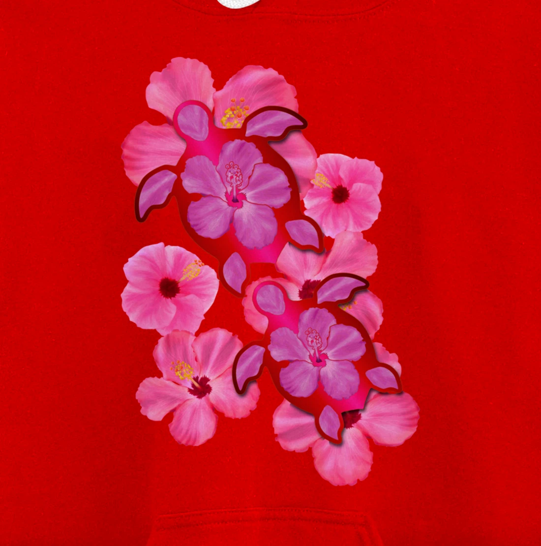 Tropical Sea Turtle Hawaiian Honu Hibiscus Flowers Pullover Hoodie