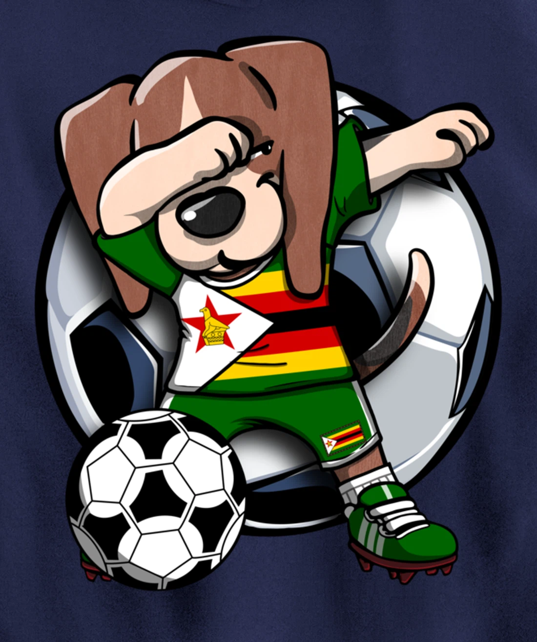 Dabbing Beagle Dog Zimbabwe Soccer Fans Jersey Football Fan Pullover Hoodie