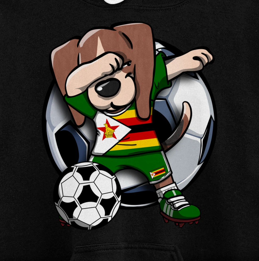Dabbing Beagle Dog Zimbabwe Soccer Fans Jersey Football Fan Pullover Hoodie