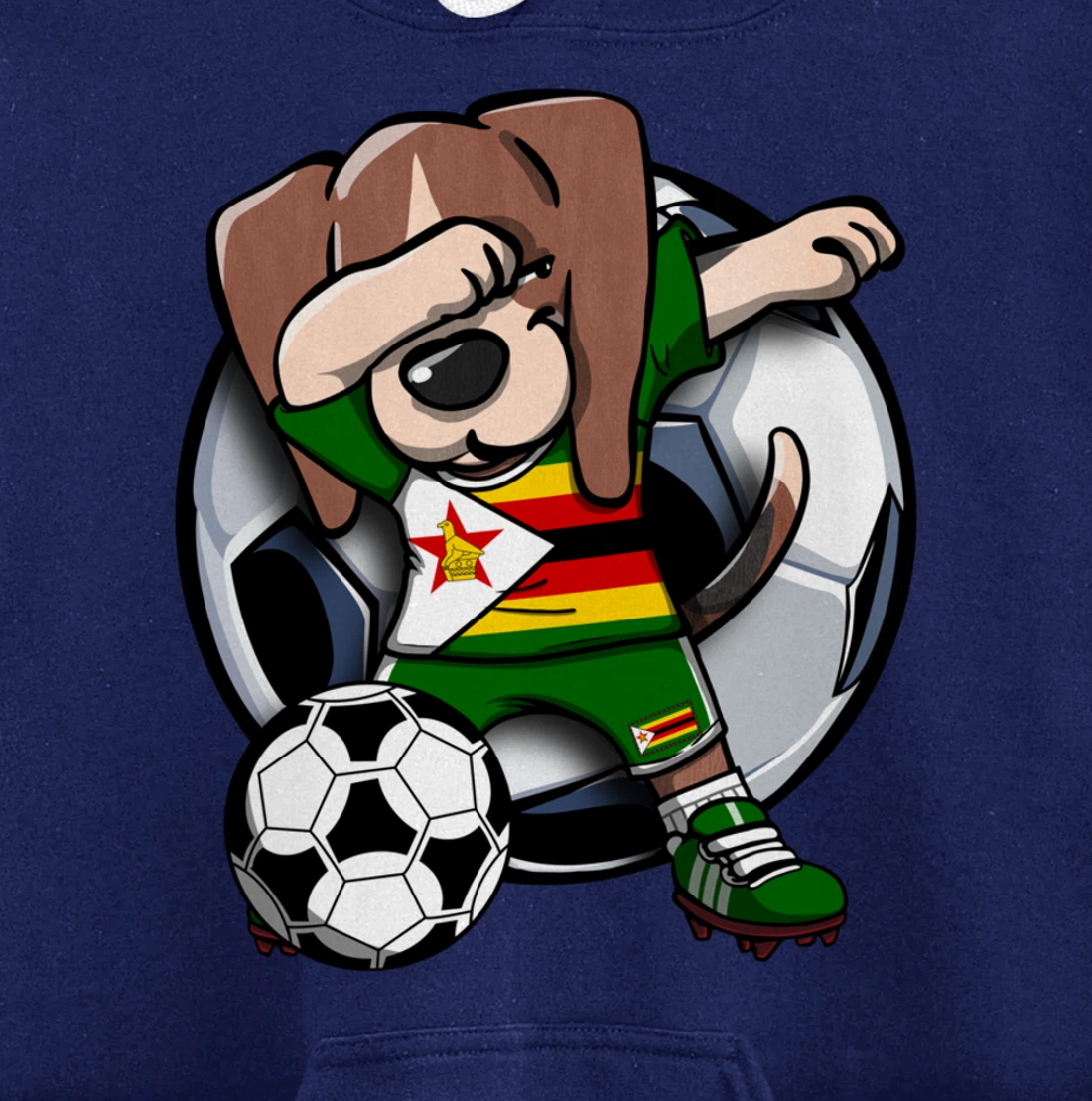 Dabbing Beagle Dog Zimbabwe Soccer Fans Jersey Football Fan Pullover Hoodie