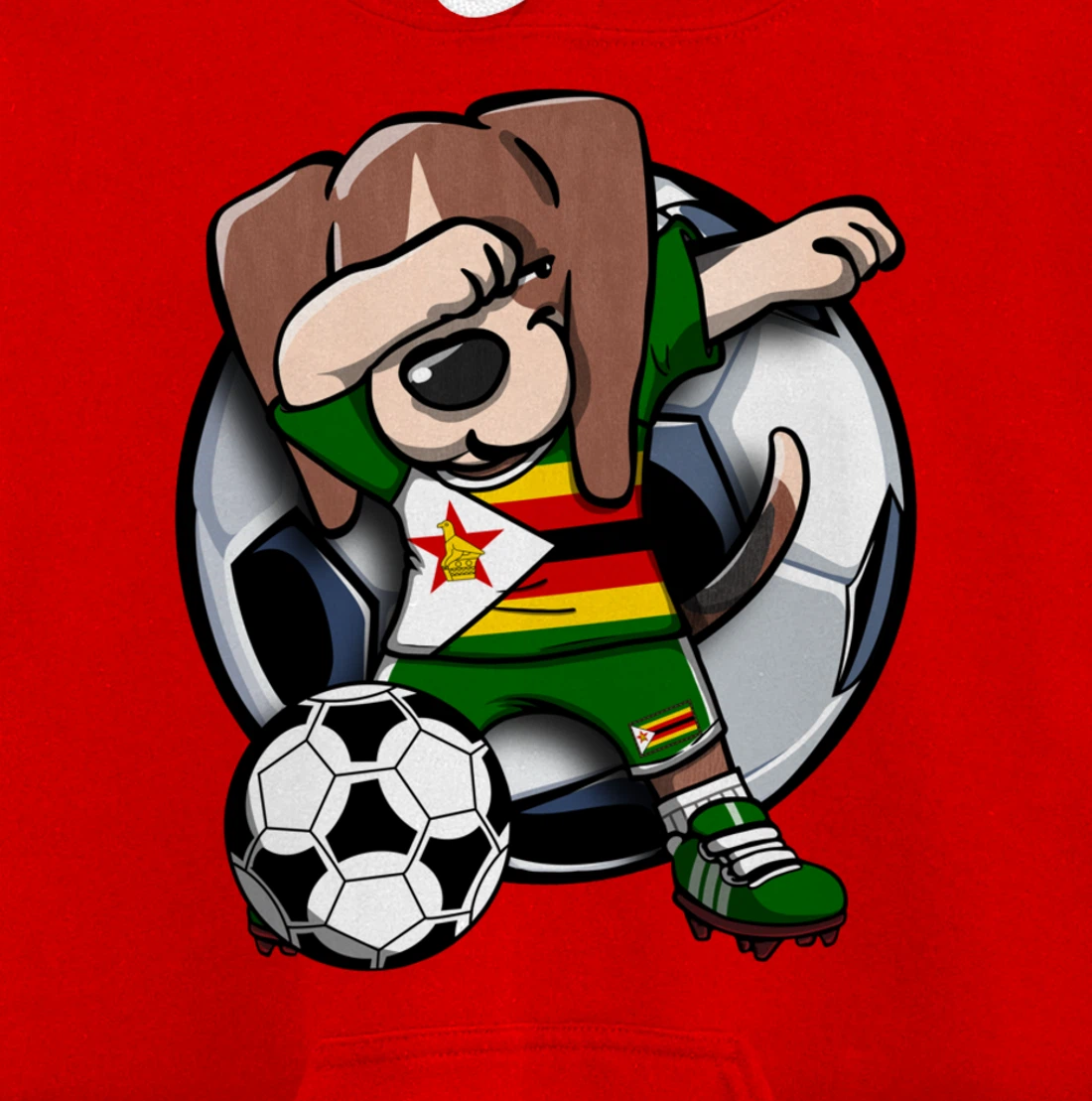 Dabbing Beagle Dog Zimbabwe Soccer Fans Jersey Football Fan Pullover Hoodie