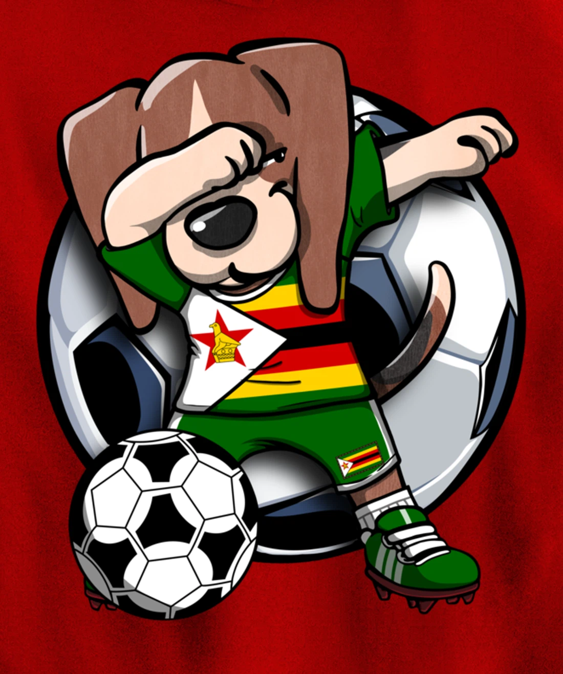 Dabbing Beagle Dog Zimbabwe Soccer Fans Jersey Football Fan Pullover Hoodie