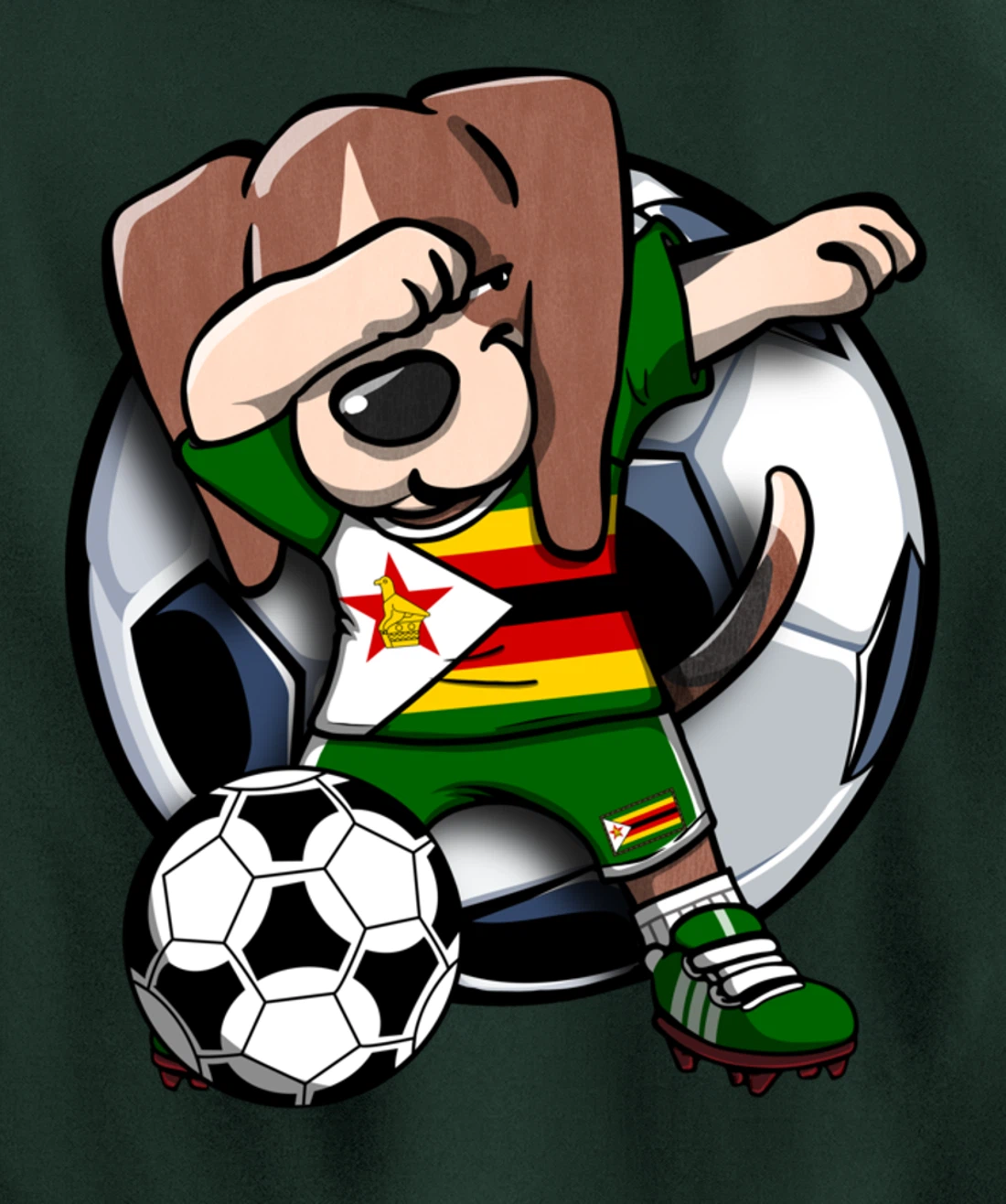 Dabbing Beagle Dog Zimbabwe Soccer Fans Jersey Football Fan Pullover Hoodie