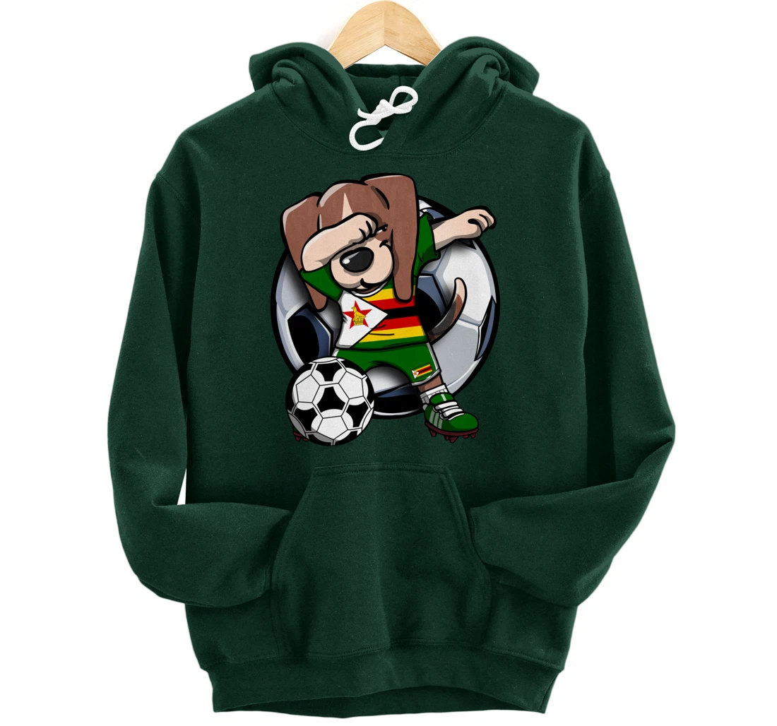 Dabbing Beagle Dog Zimbabwe Soccer Fans Jersey Football Fan Pullover Hoodie