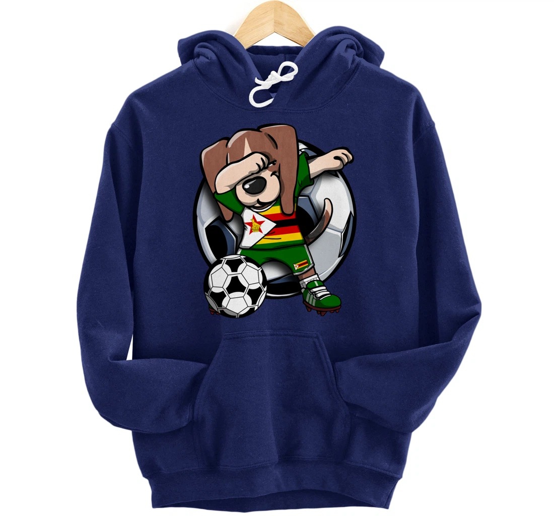 Dabbing Beagle Dog Zimbabwe Soccer Fans Jersey Football Fan Pullover Hoodie