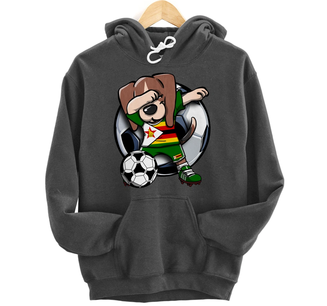 Dabbing Beagle Dog Zimbabwe Soccer Fans Jersey Football Fan Pullover Hoodie