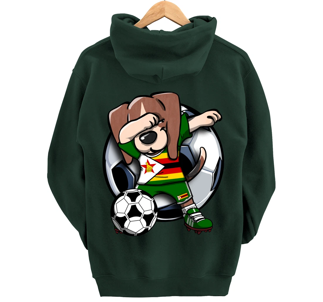 Dabbing Beagle Dog Zimbabwe Soccer Fans Jersey Football Fan Pullover Hoodie