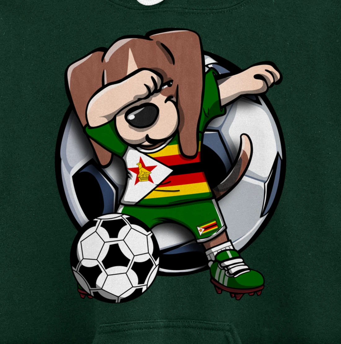 Dabbing Beagle Dog Zimbabwe Soccer Fans Jersey Football Fan Pullover Hoodie