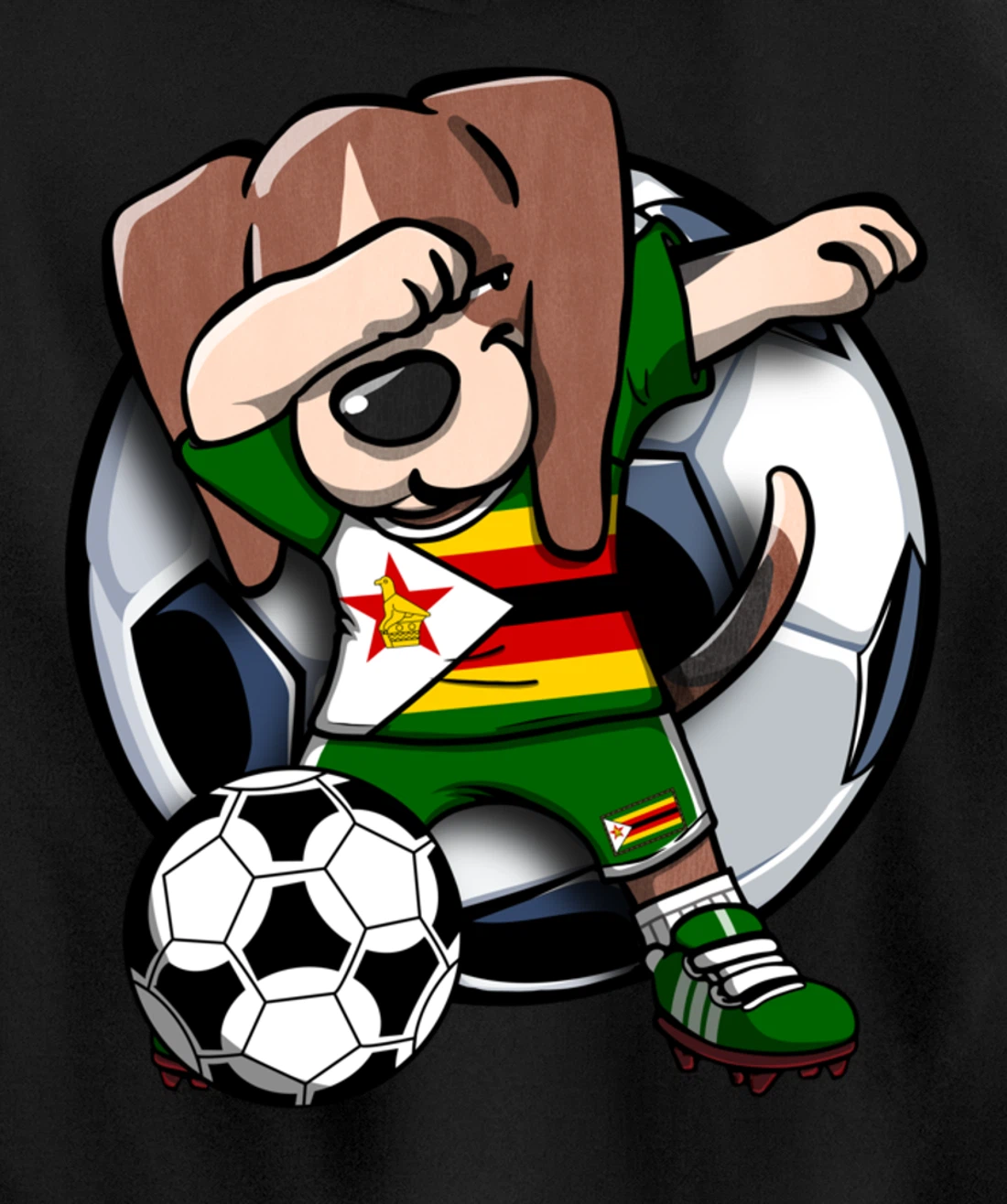 Dabbing Beagle Dog Zimbabwe Soccer Fans Jersey Football Fan Pullover Hoodie