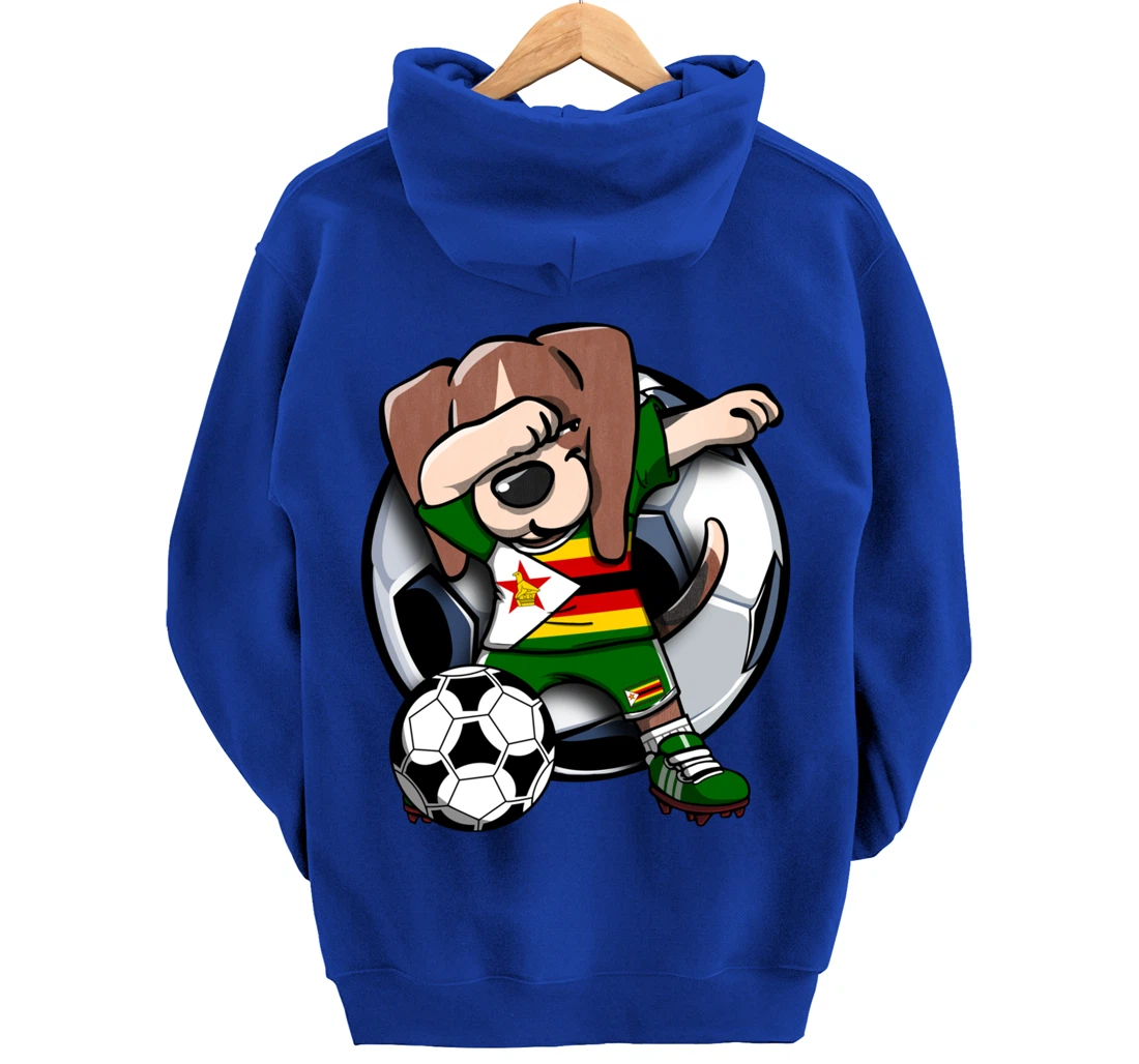 Dabbing Beagle Dog Zimbabwe Soccer Fans Jersey Football Fan Pullover Hoodie