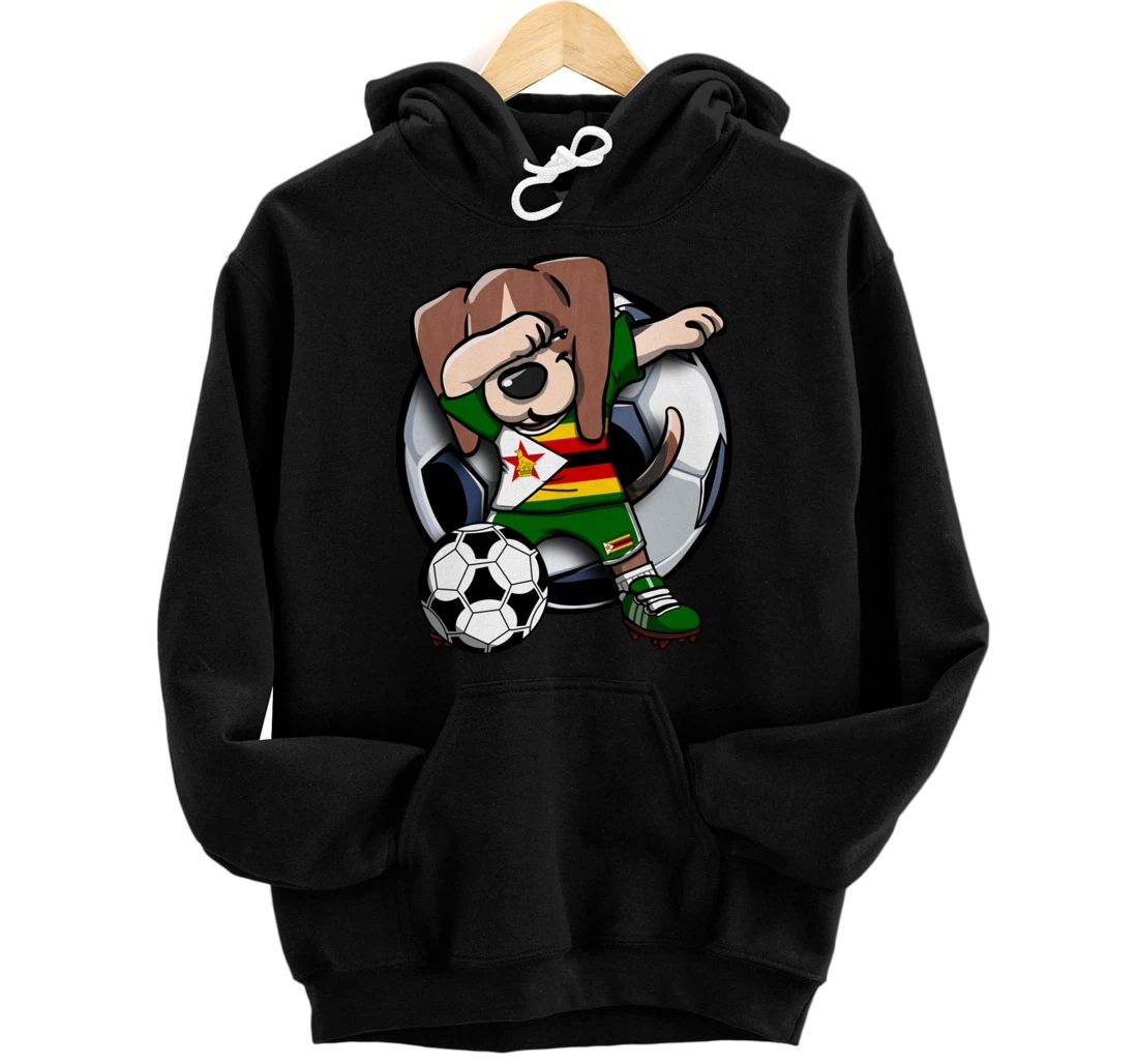 Dabbing Beagle Dog Zimbabwe Soccer Fans Jersey Football Fan Pullover Hoodie