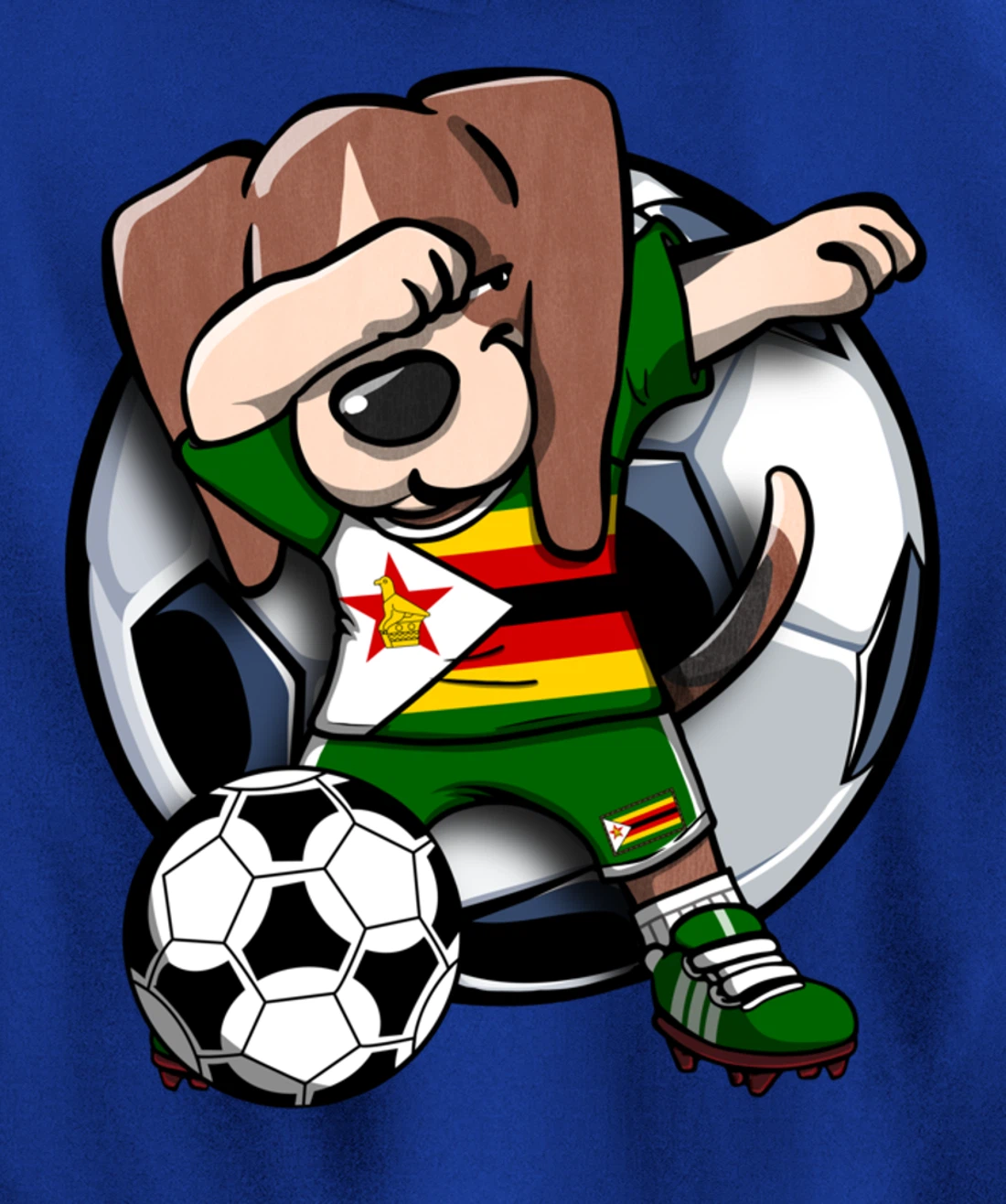 Dabbing Beagle Dog Zimbabwe Soccer Fans Jersey Football Fan Pullover Hoodie