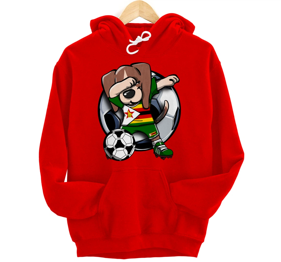 Dabbing Beagle Dog Zimbabwe Soccer Fans Jersey Football Fan Pullover Hoodie
