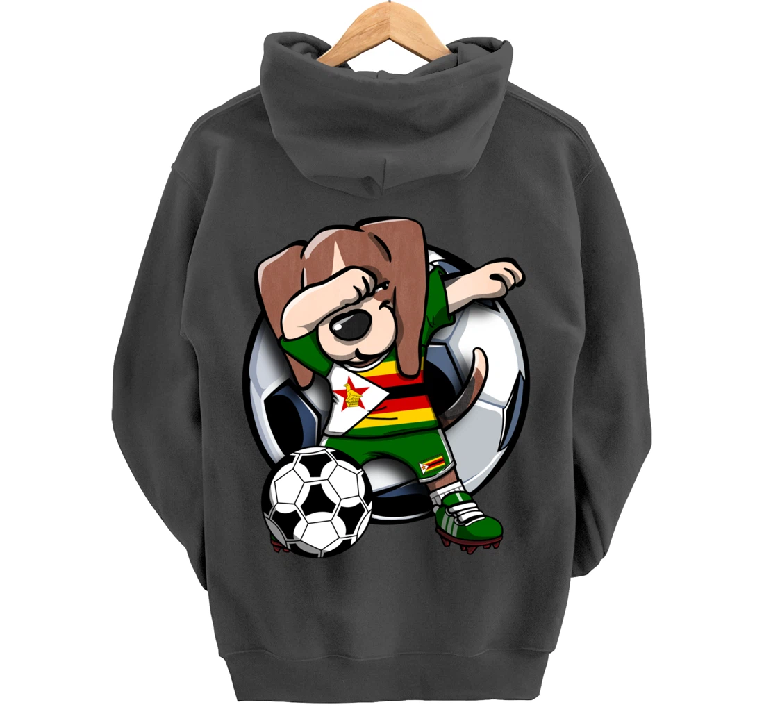 Dabbing Beagle Dog Zimbabwe Soccer Fans Jersey Football Fan Pullover Hoodie
