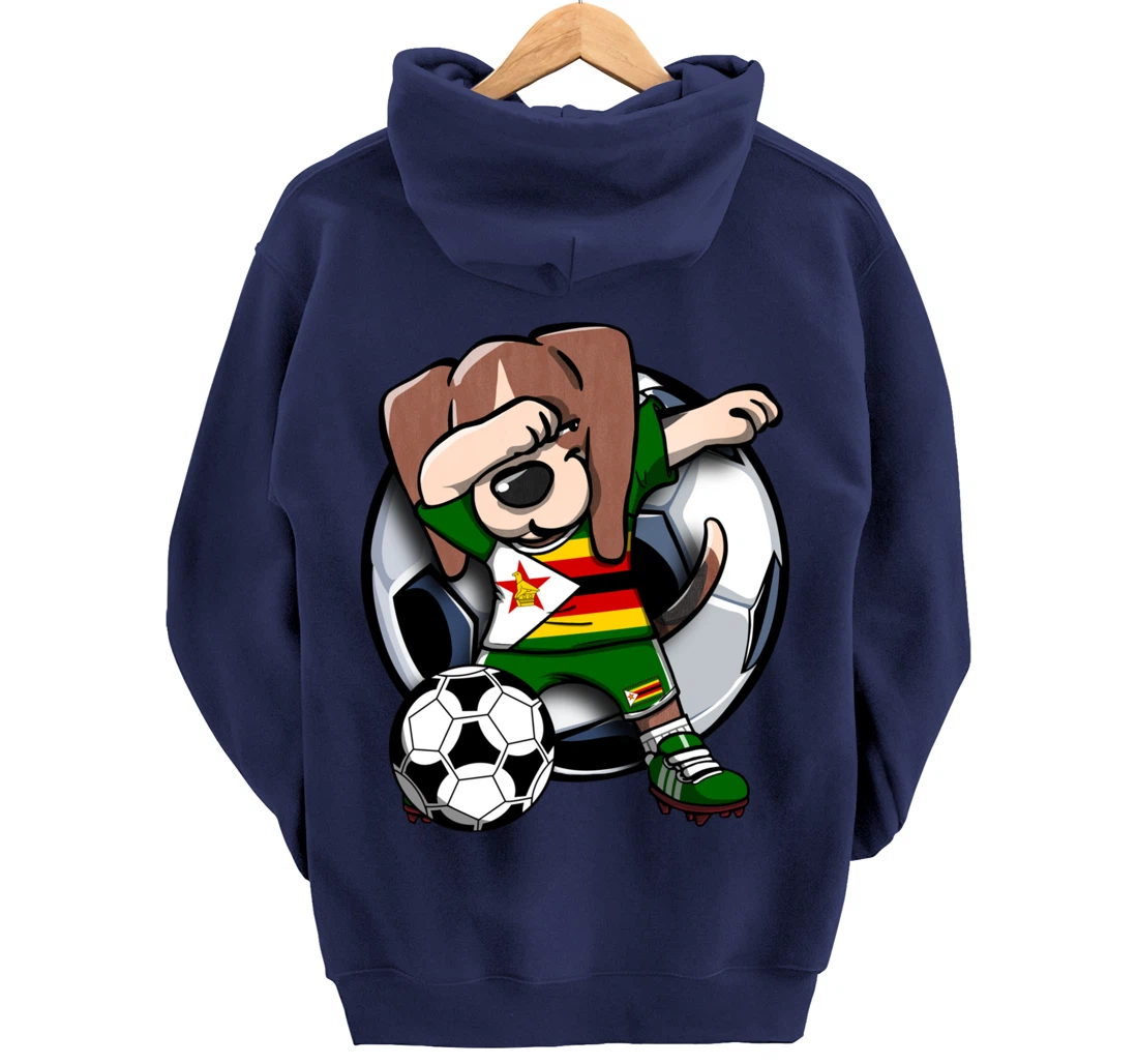 Dabbing Beagle Dog Zimbabwe Soccer Fans Jersey Football Fan Pullover Hoodie
