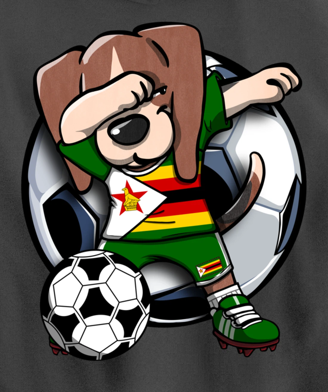 Dabbing Beagle Dog Zimbabwe Soccer Fans Jersey Football Fan Pullover Hoodie