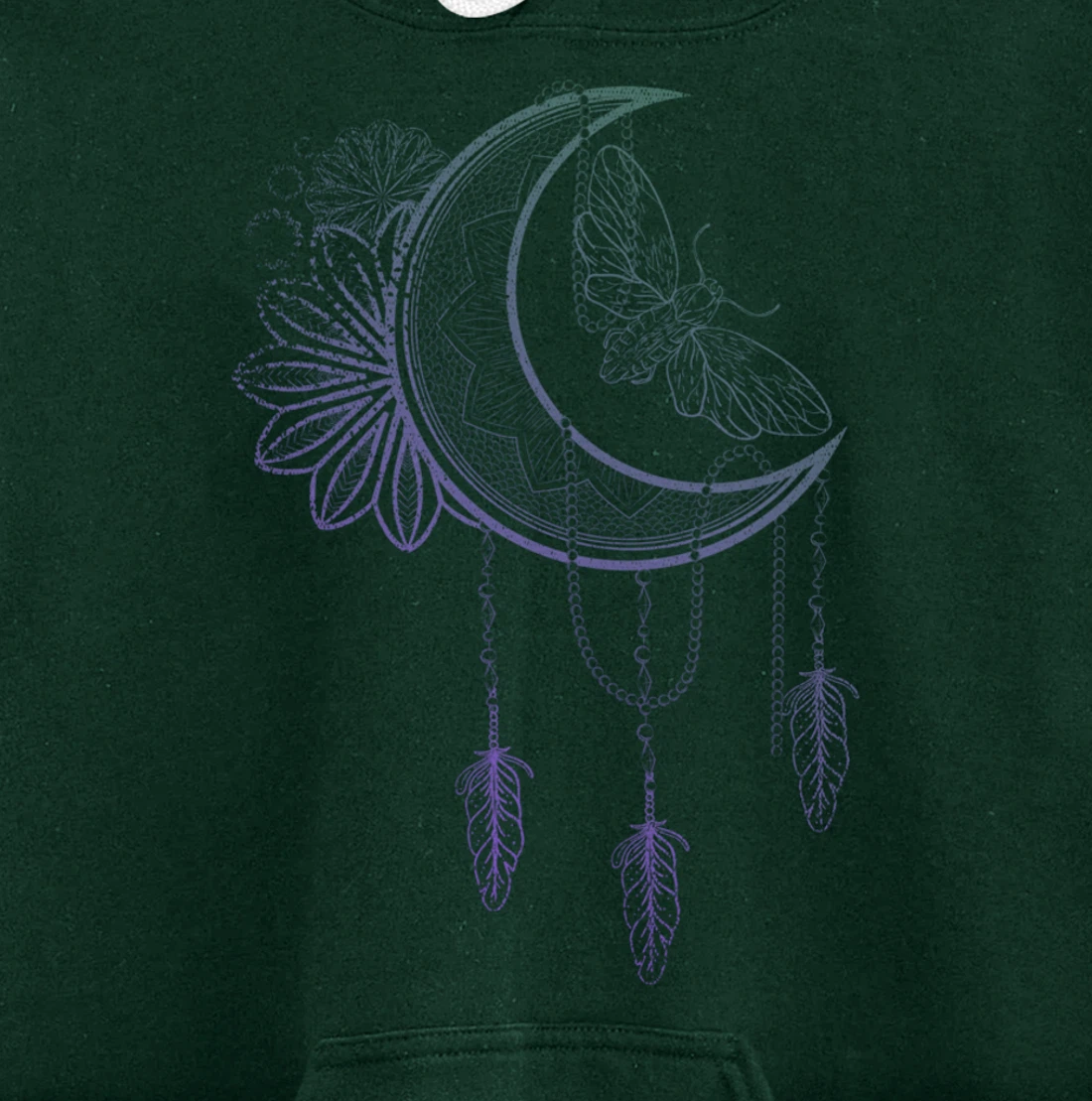Floral Moth Insect Flower Dreamcatcher Crescent Moon Pullover Hoodie
