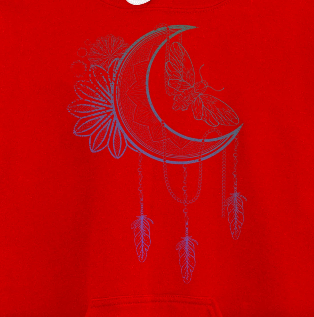 Floral Moth Insect Flower Dreamcatcher Crescent Moon Pullover Hoodie