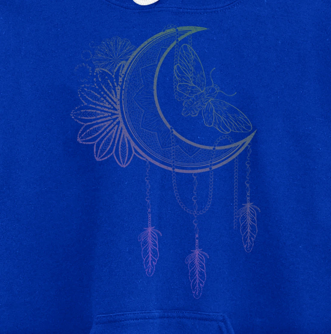 Floral Moth Insect Flower Dreamcatcher Crescent Moon Pullover Hoodie