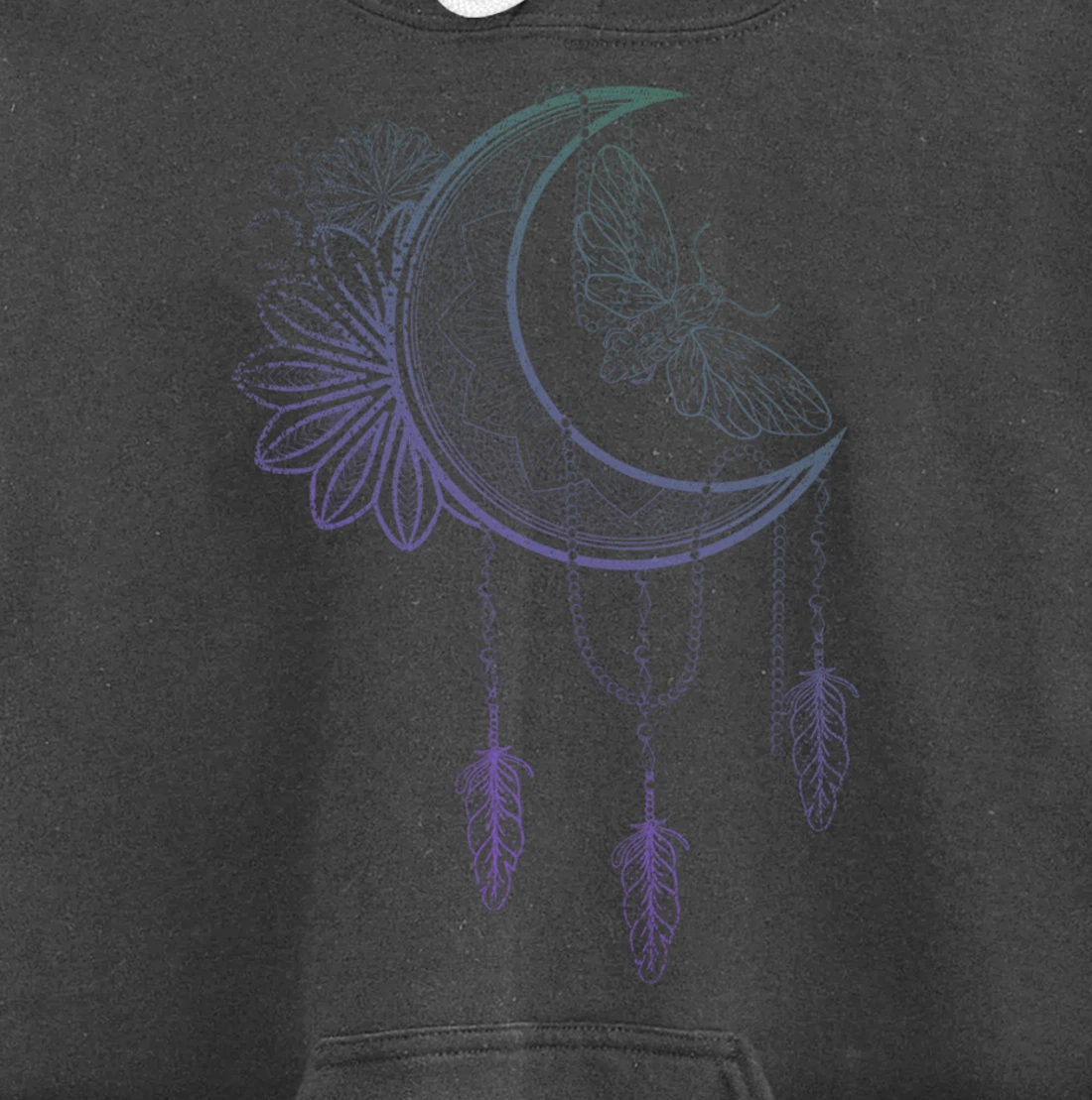 Floral Moth Insect Flower Dreamcatcher Crescent Moon Pullover Hoodie