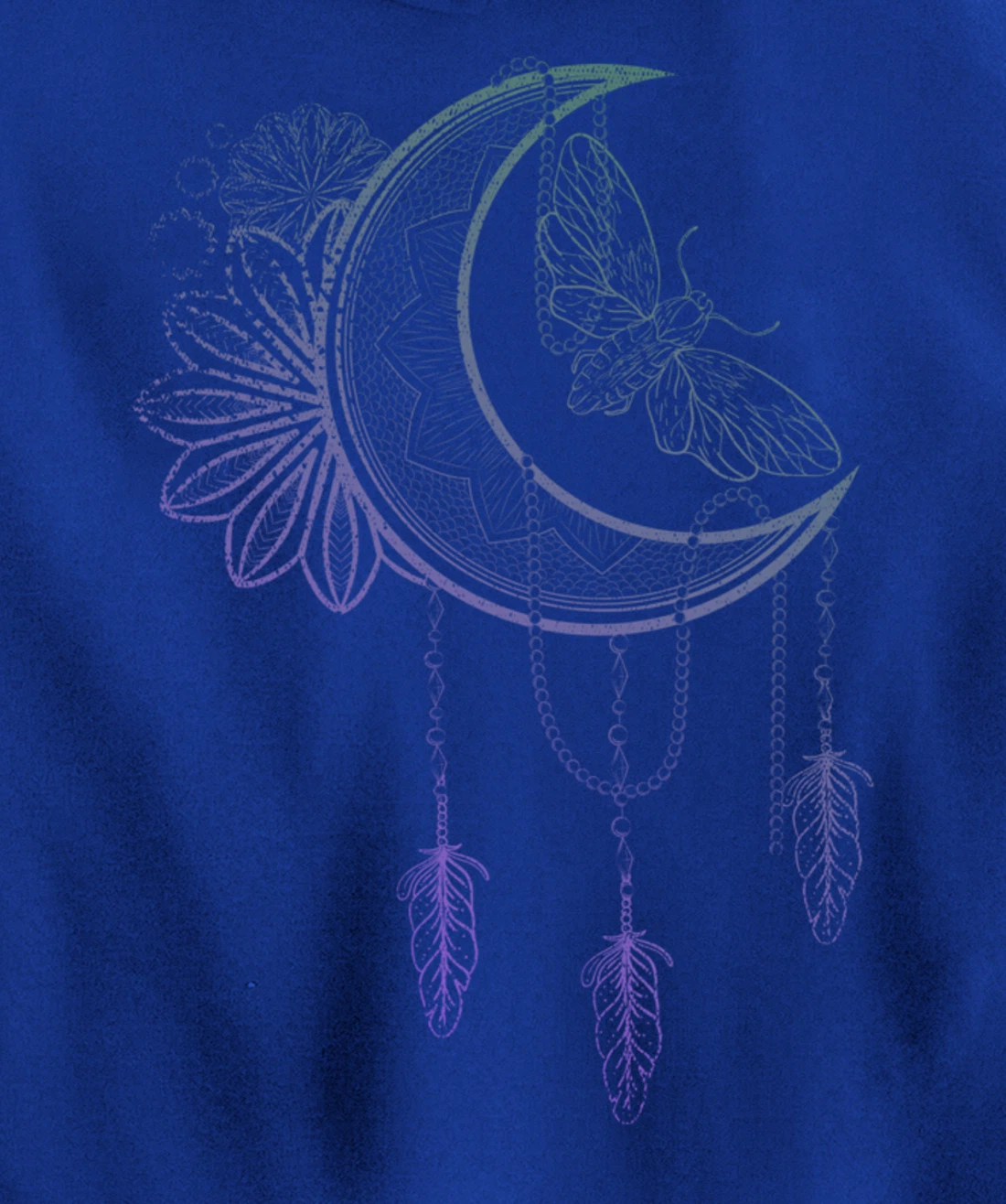 Floral Moth Insect Flower Dreamcatcher Crescent Moon Pullover Hoodie