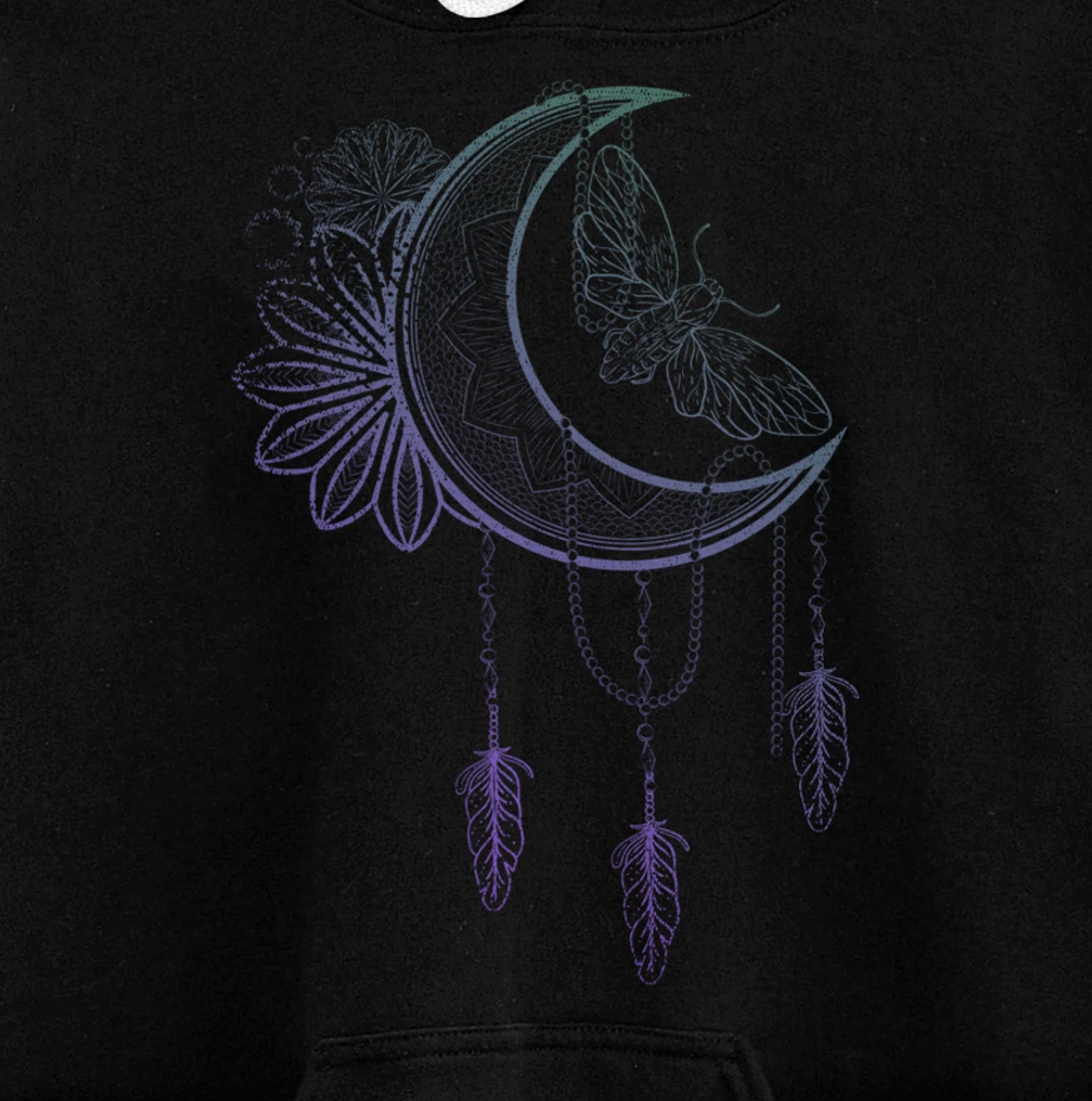 Floral Moth Insect Flower Dreamcatcher Crescent Moon Pullover Hoodie
