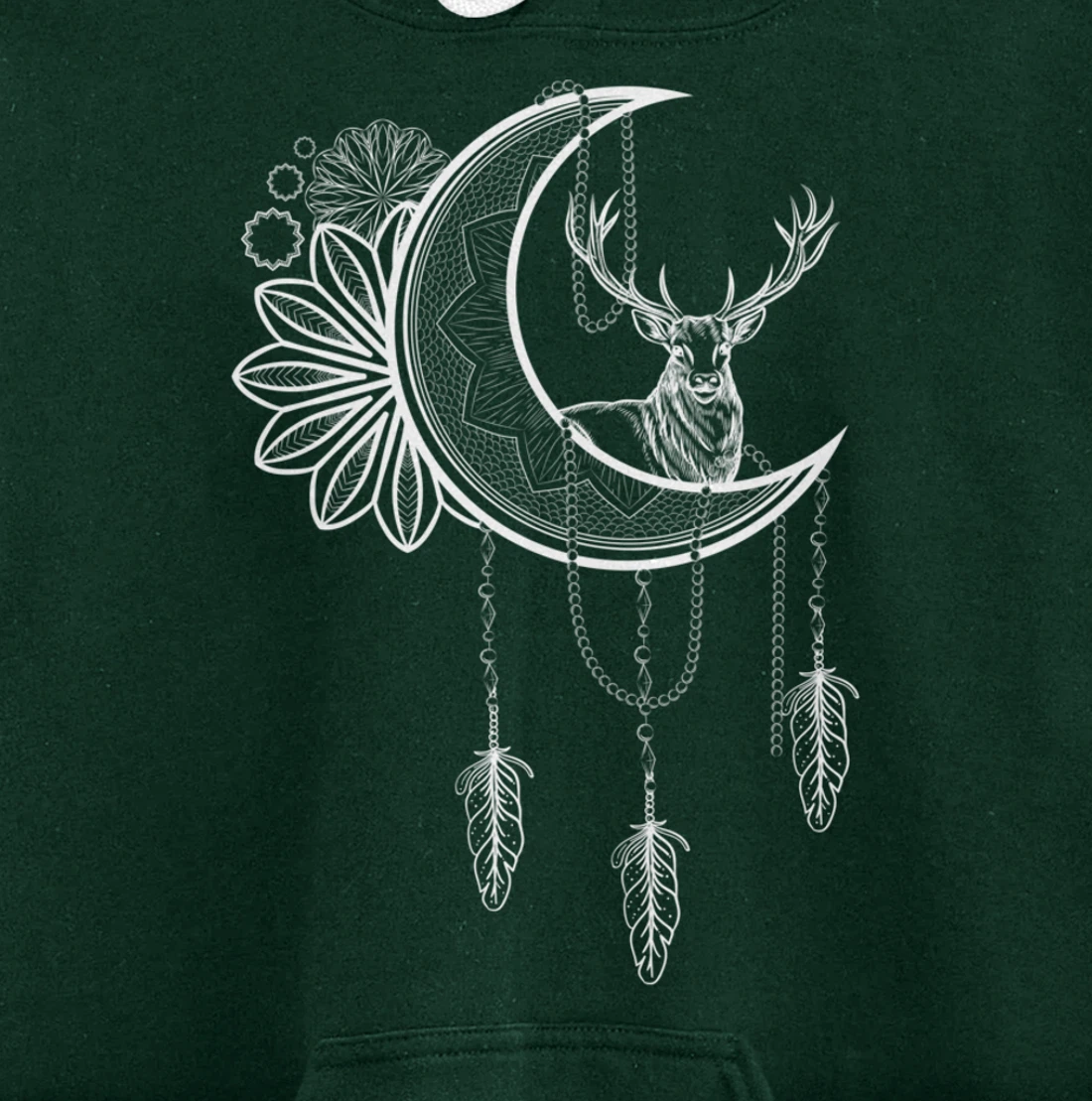 Deer Animal Flower Boho Dreamcatcher Floral Crescent Moon Pullover Hoodie
